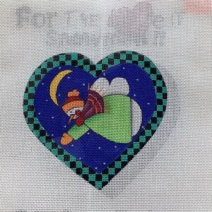 Heart-Shaped Needlepoint Canvas with Night Sky Design
